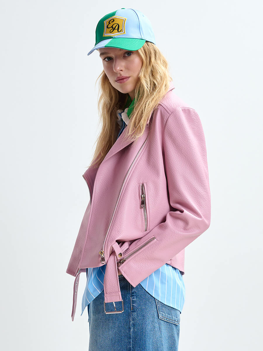 Essentiel Antwerp Jup Fitted Perfecto Jacket - Pinky Sugar