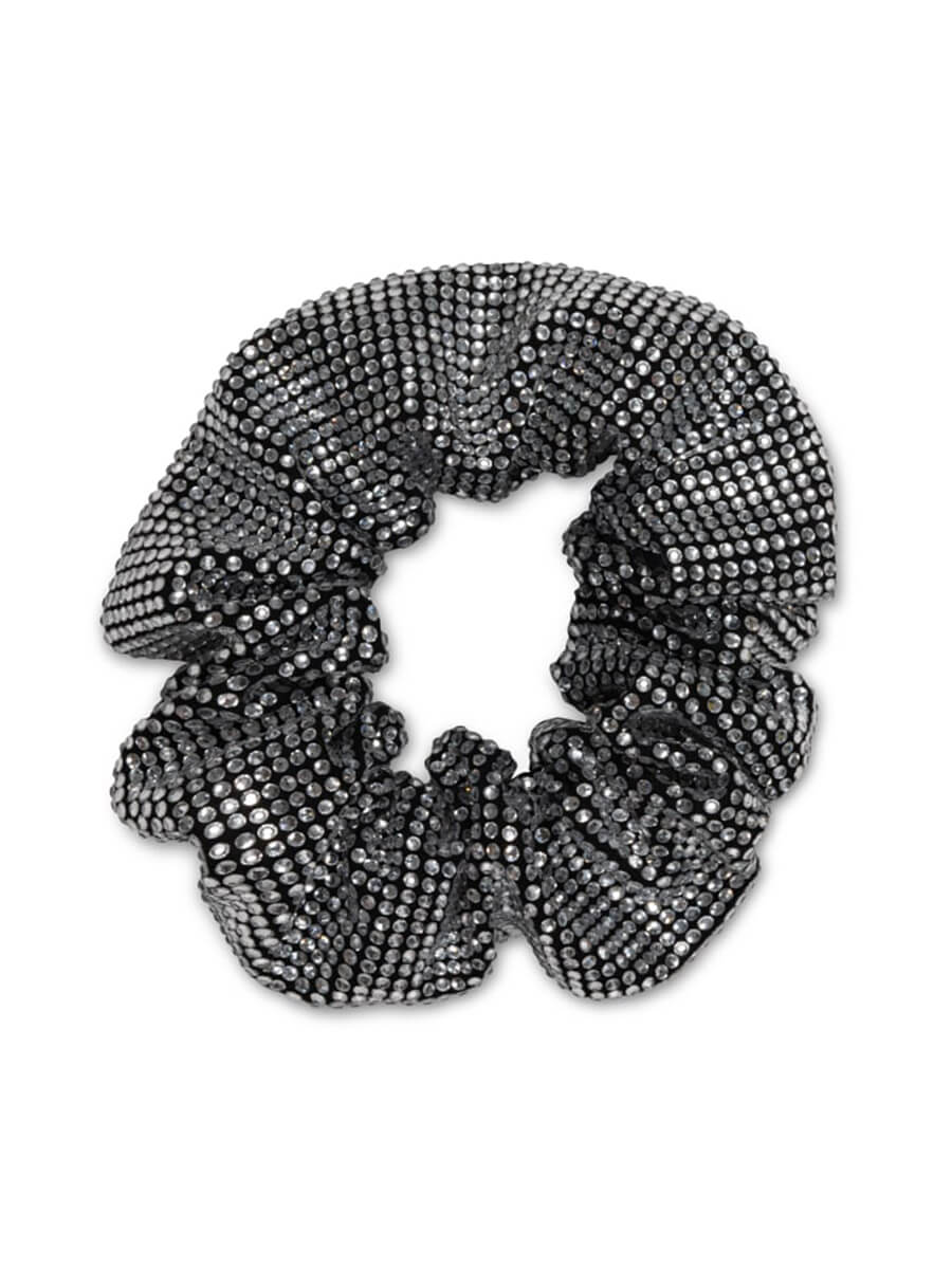 SUI AVA Kelly Crystal Scrunchie Black Diamond