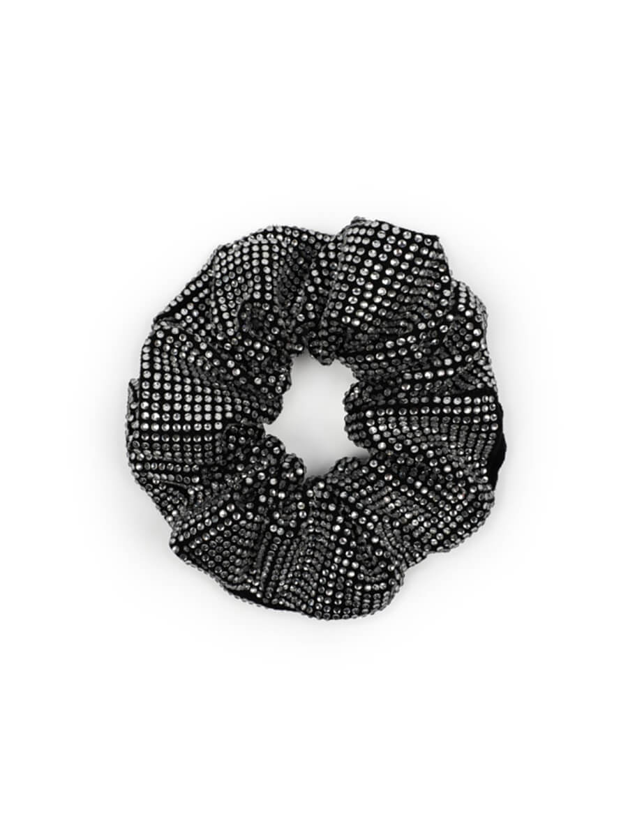 SUI AVA Kelly Crystal Scrunchie Black Diamond 