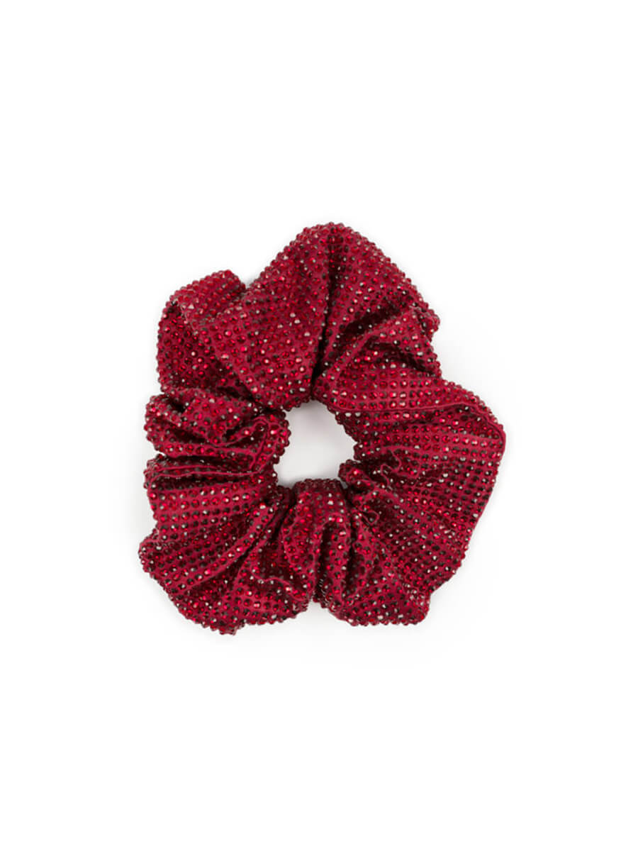 SUI AVA Kelly Crystal Scrunchie Bordeaux