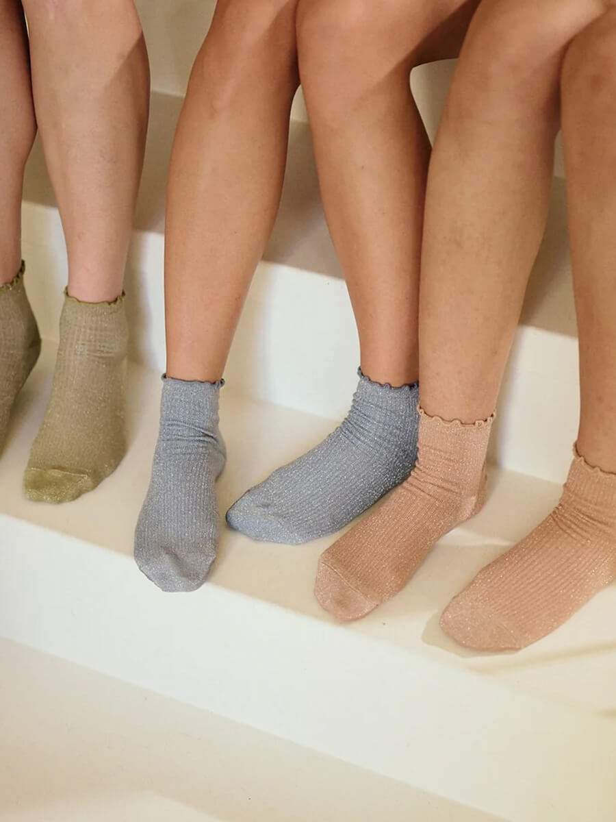 MP Denmark Lis Glitter Short Socks - Stone Blue