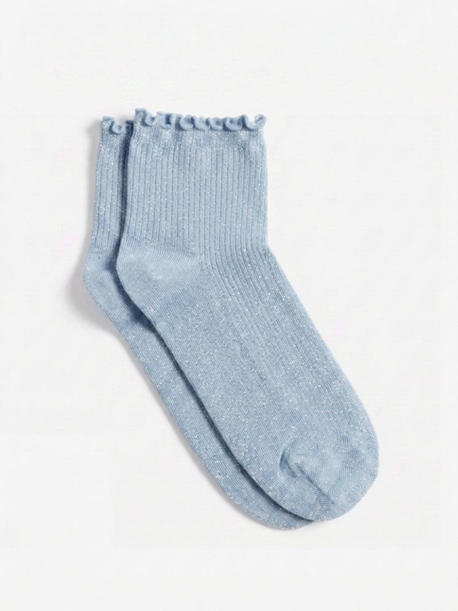 Lis Glitter Short Socks - Stone Blue