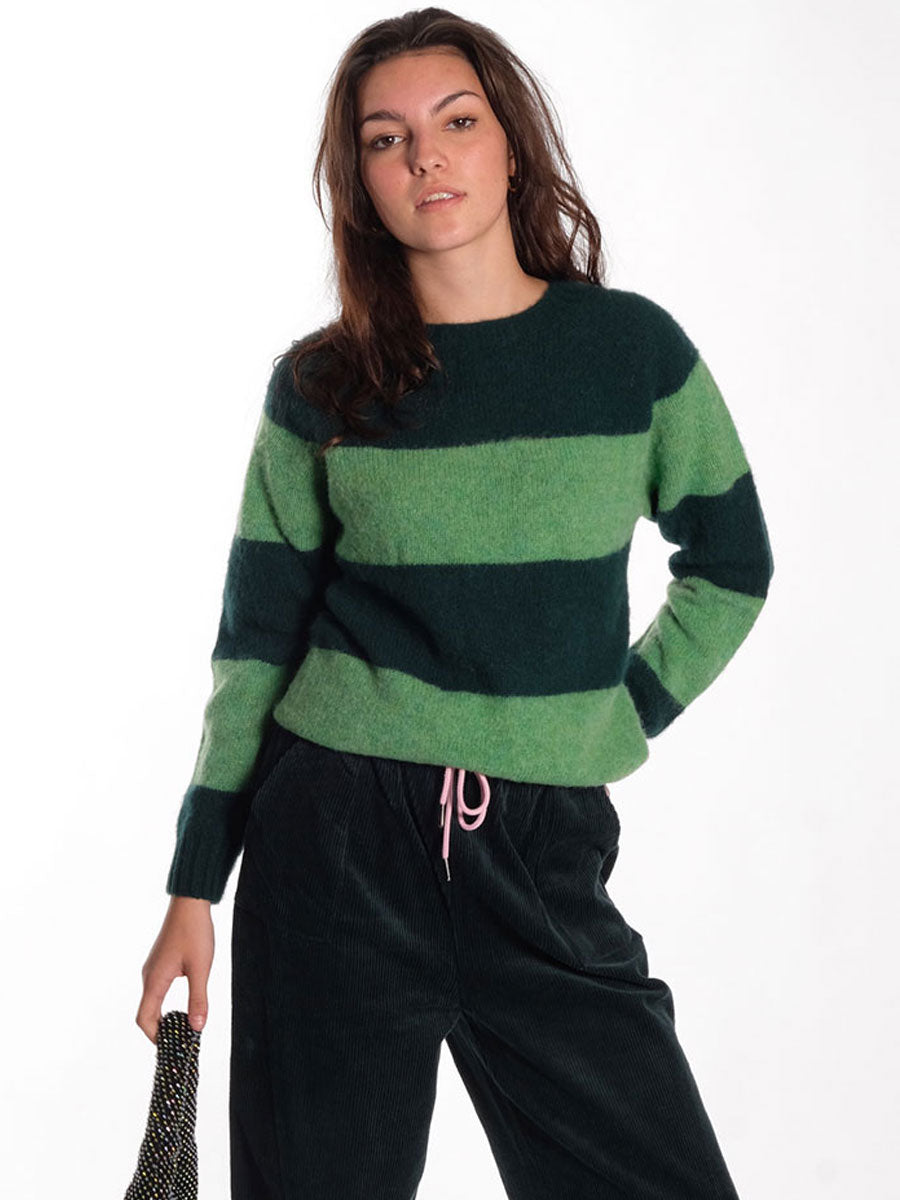 Lowie-Brushed-Stripe-Scottish-Jumper-Green