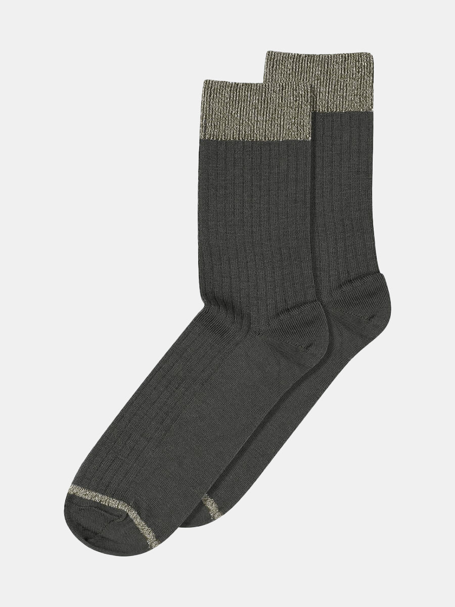 MP Denmark - Erina Wool Rib Socks - Dusty Ivy