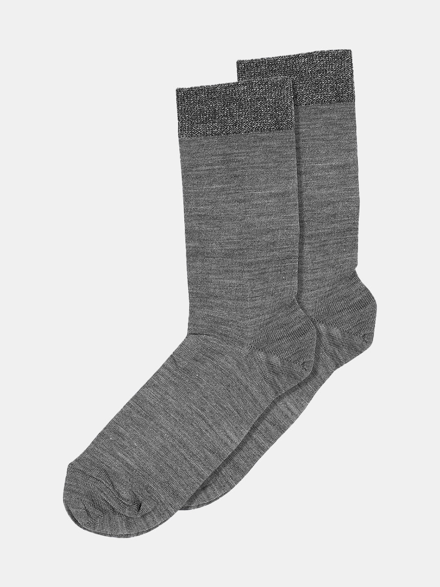 MP Denmark - WoolSilk Ankle Socks - Medium Grey Melange