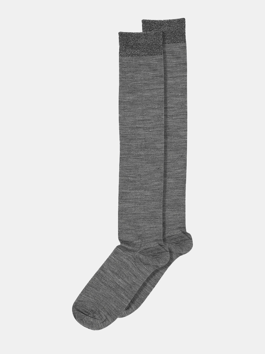 MPDenmark - Wool Silk Knee Socks - Medium Grey Melange