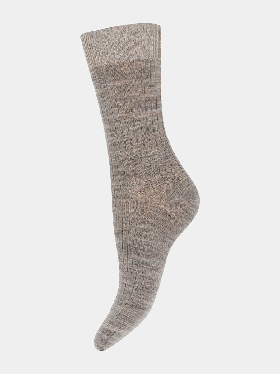 MP Denmark Erina Wool Rib Socks -Light Grey Melange