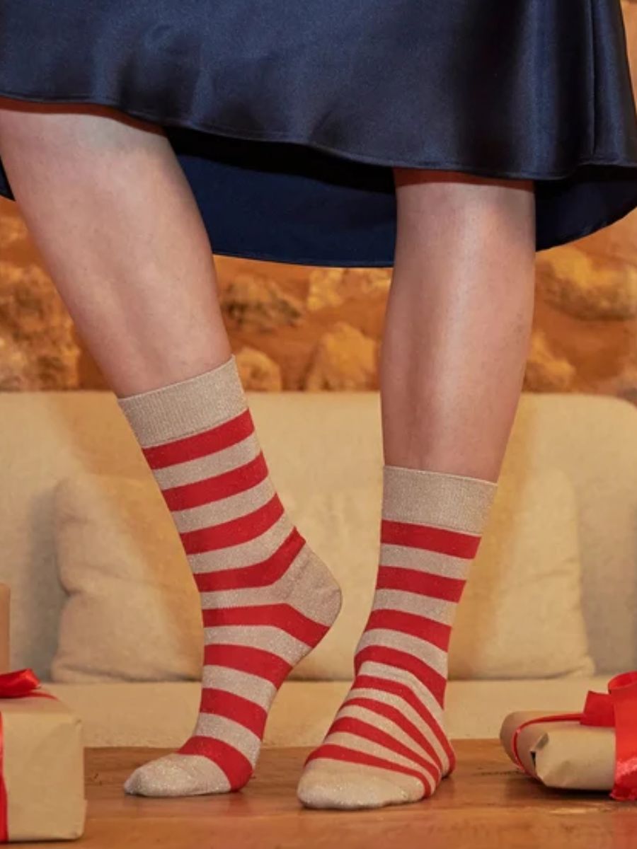 MP Denmark - Mathilde Glitter Socks - Beige