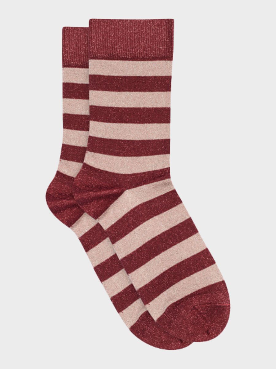 MP Denmark - Mathilde Glitter Socks - Wine Red
