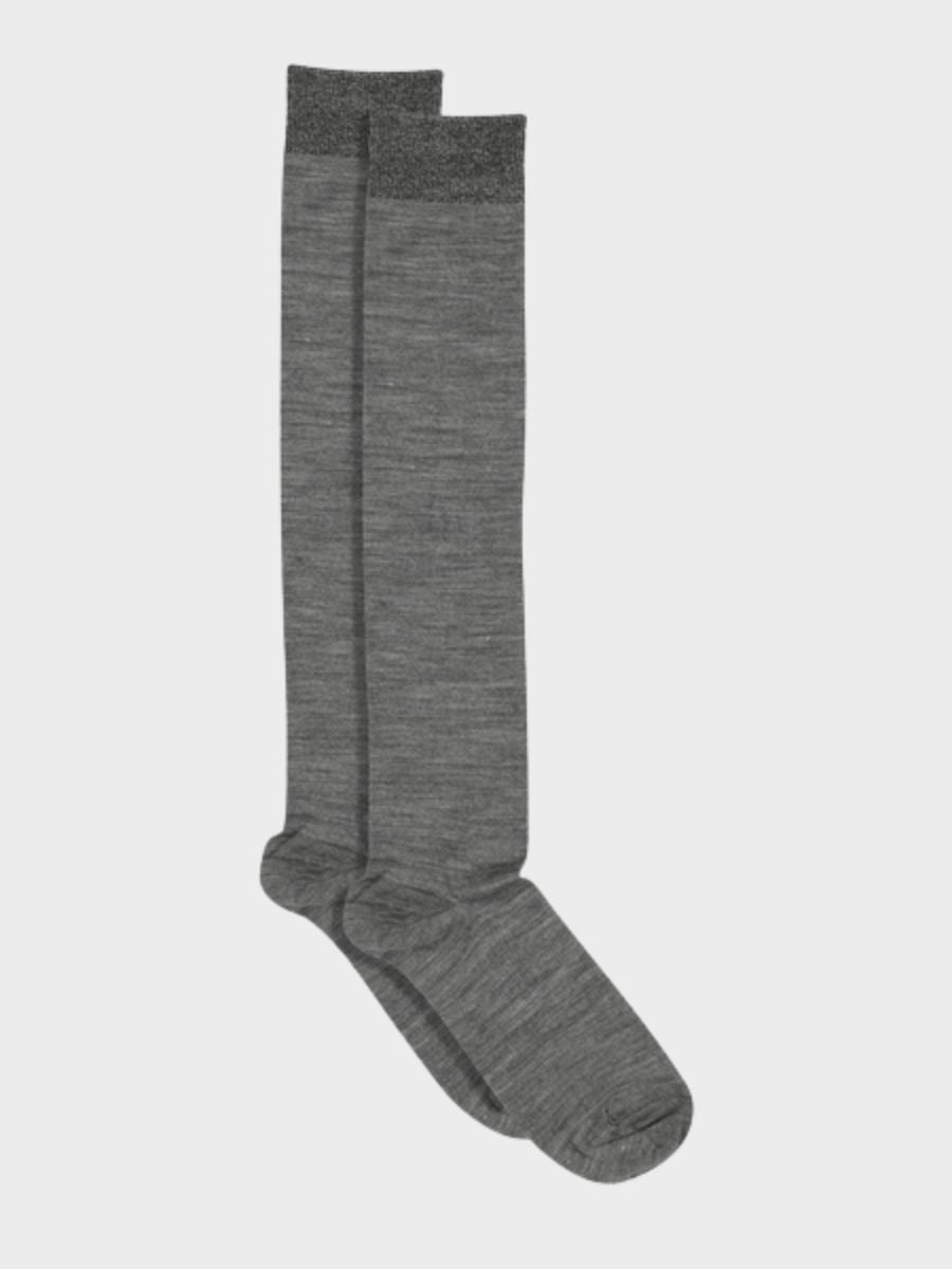 MP Denmark - Wool/Silk Knee Socks - Medium Grey Melange