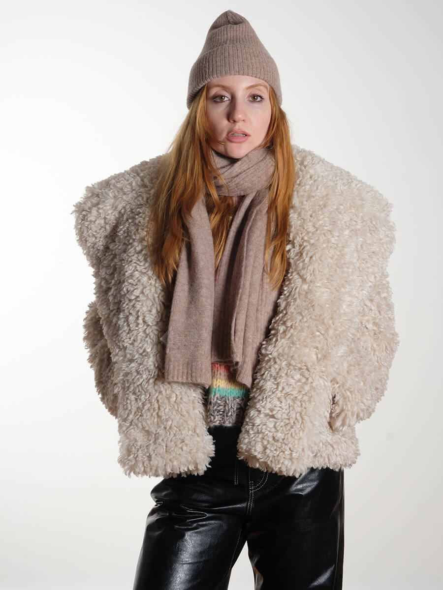MUNTHE Lestine Jacket Scarf - Taupe Grey - Nuriette Hat - Taupe Grey 