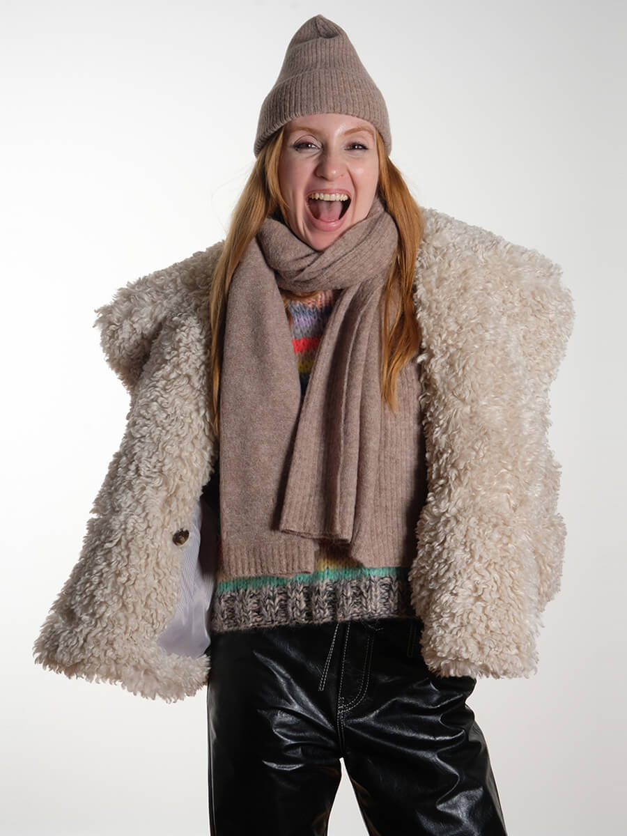 MUNTHE Lestine Jacket Scarf - Taupe Grey - Nuriette Hat - Taupe Grey 