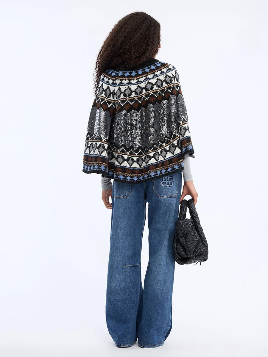 MUNTHE Verst Poncho - Mix Black