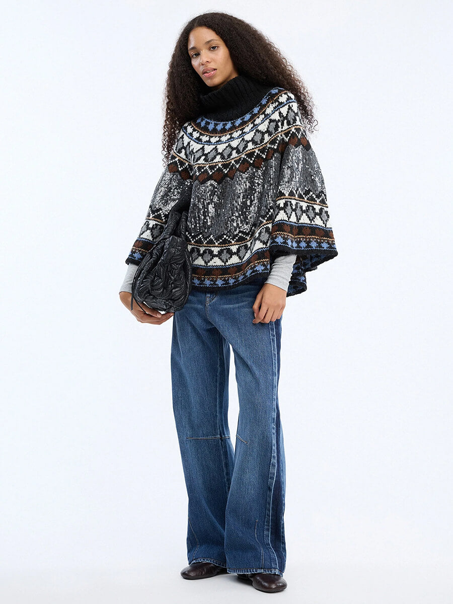 MUNTHE Verst Poncho - Mix Black