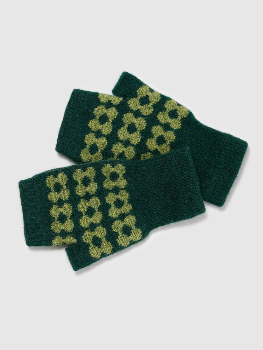 Mabel Sheppard Fingerless Mitten Gloves - Green Sparkle