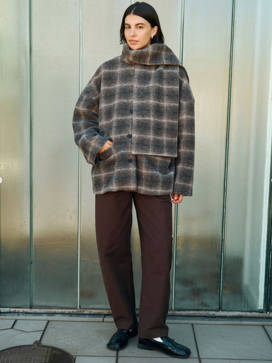 OBJECT Maise Scarf Jacket - Carafe Check