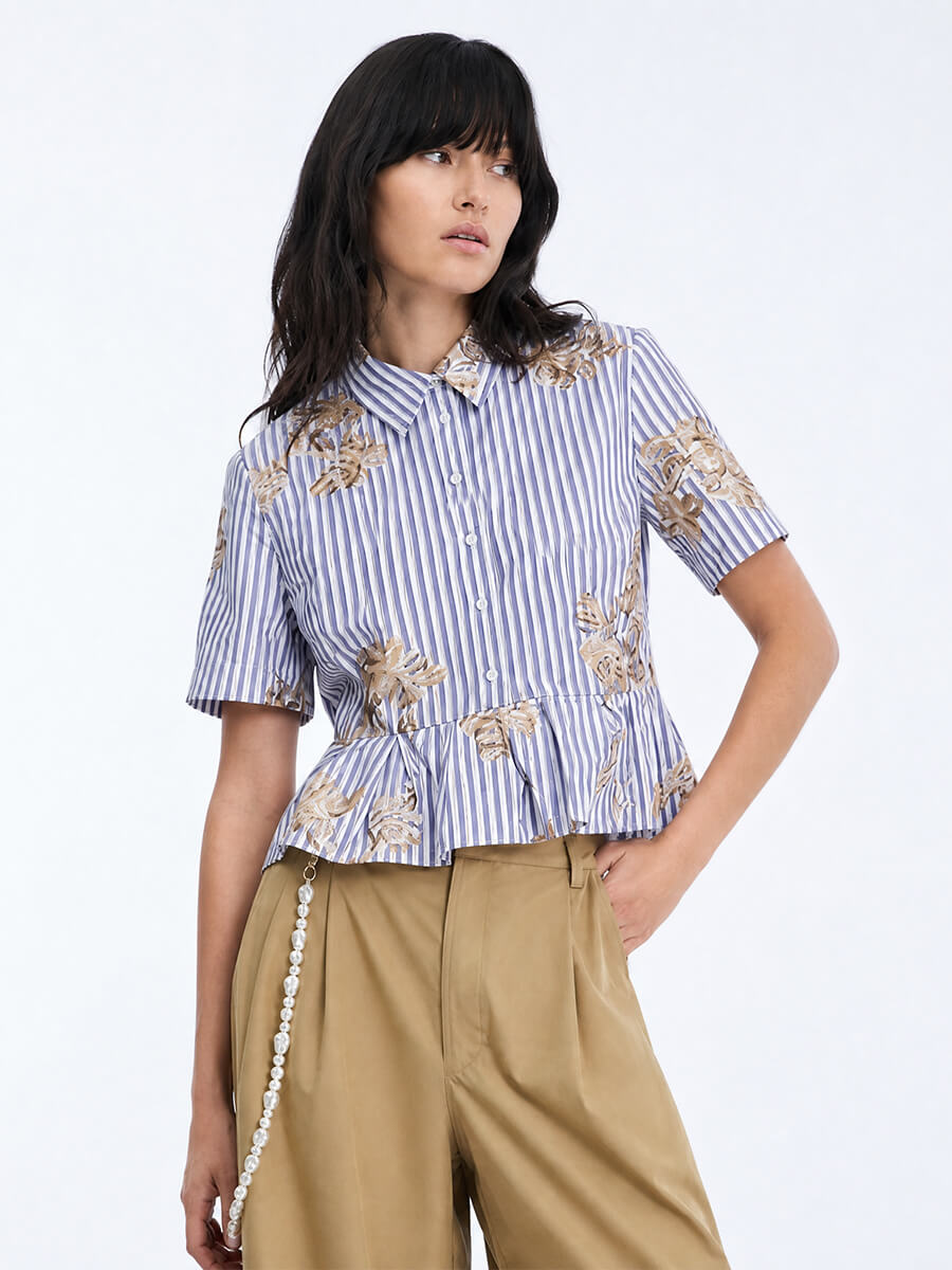 Nuriana Top - Stripe White