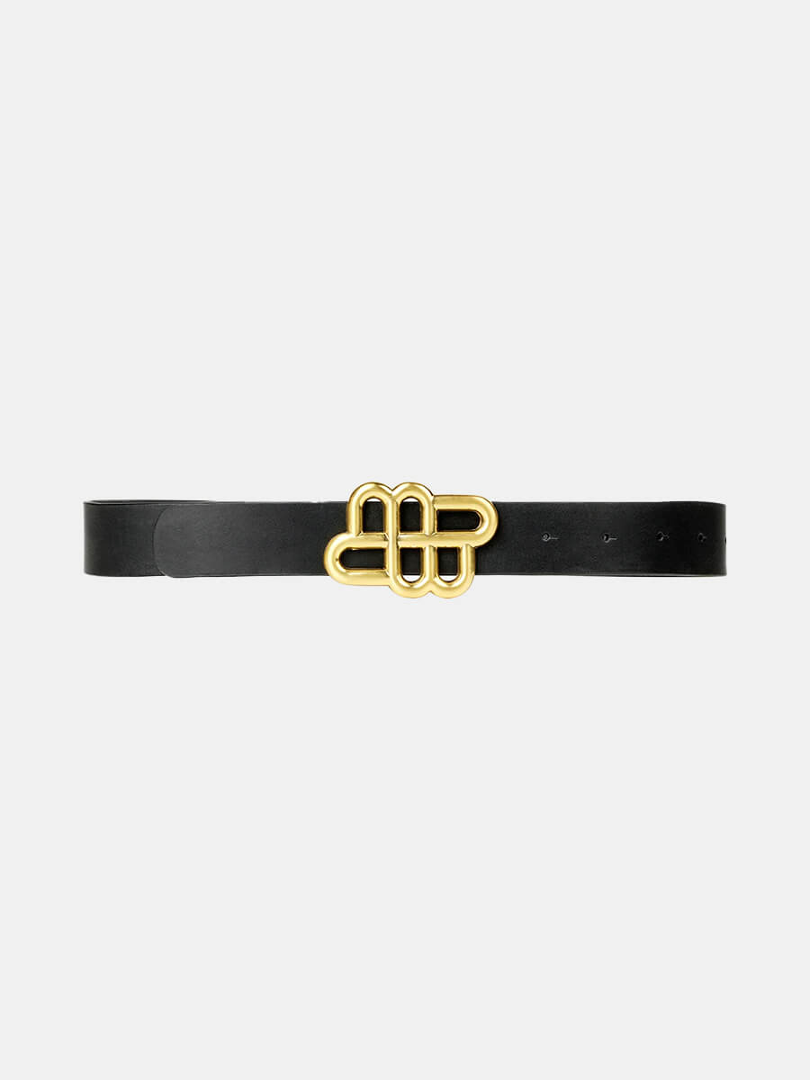 Munthe-Otelia-Belt - Black belt with gold buckle detail