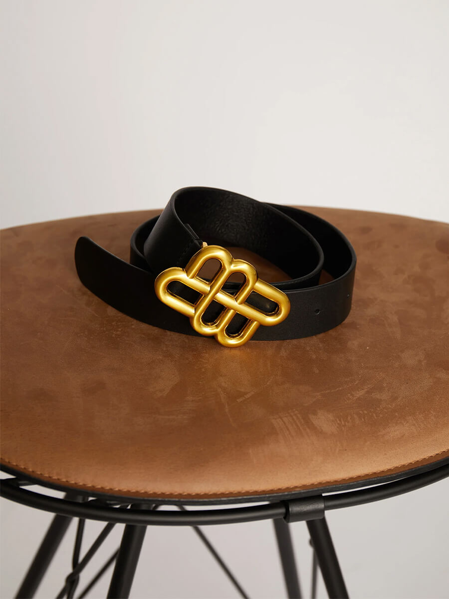 Munthe-Otelia-Belt - Black belt with gold buckle detail