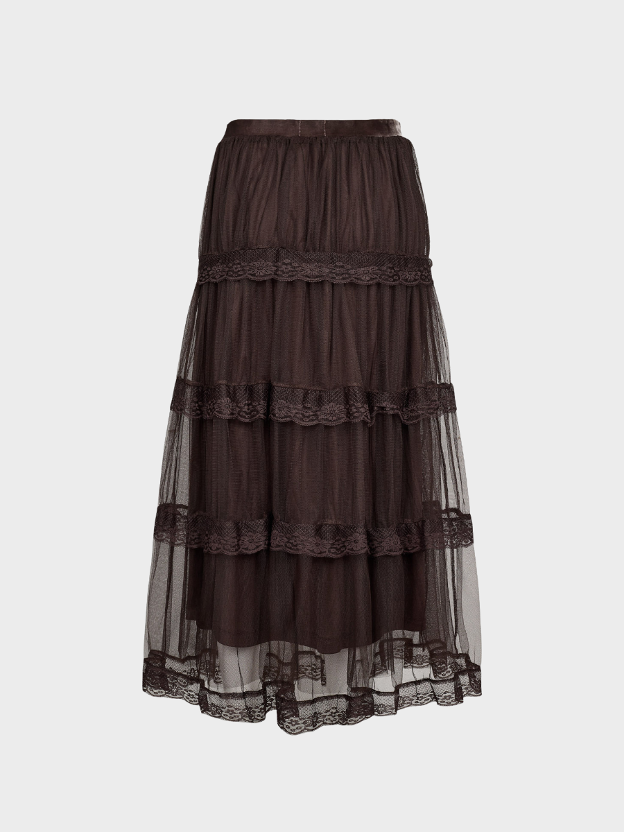 Numph - Nuacey Long Skirt - Chocolate Plum