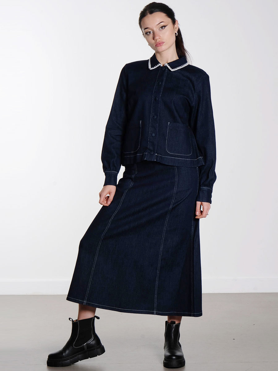 Nuhaven Skirt - Dark Blue Denim