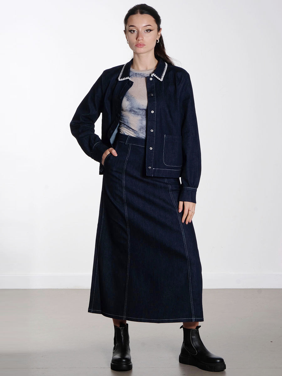 Nuhaven Skirt - Dark Blue Denim