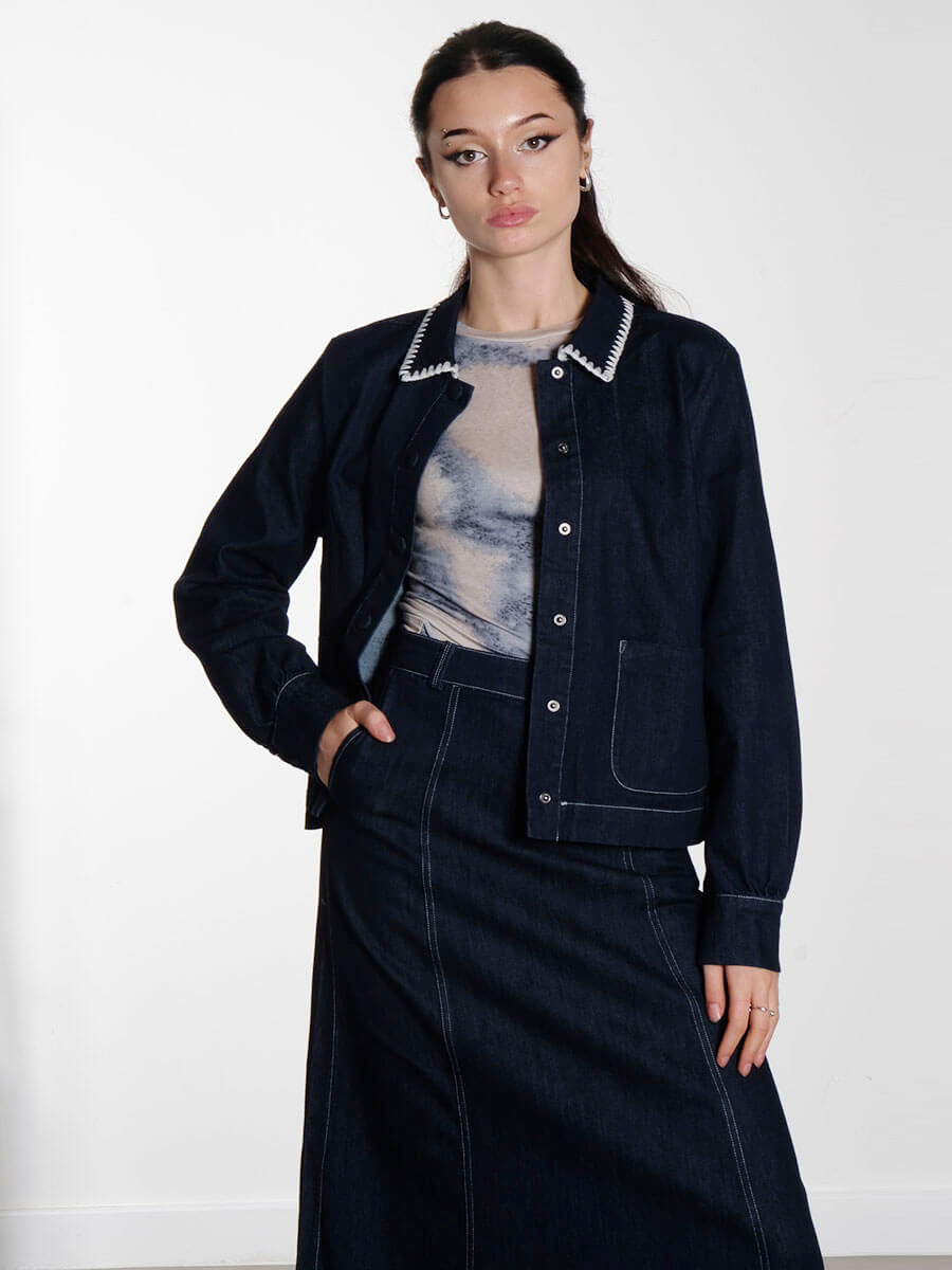 Nuhaven Skirt - Dark Blue Denim