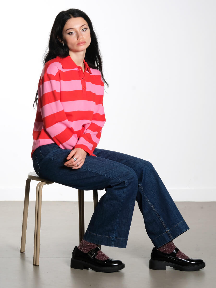 Object-OBJMillie-Striped-Polo-Flame-Scarlet