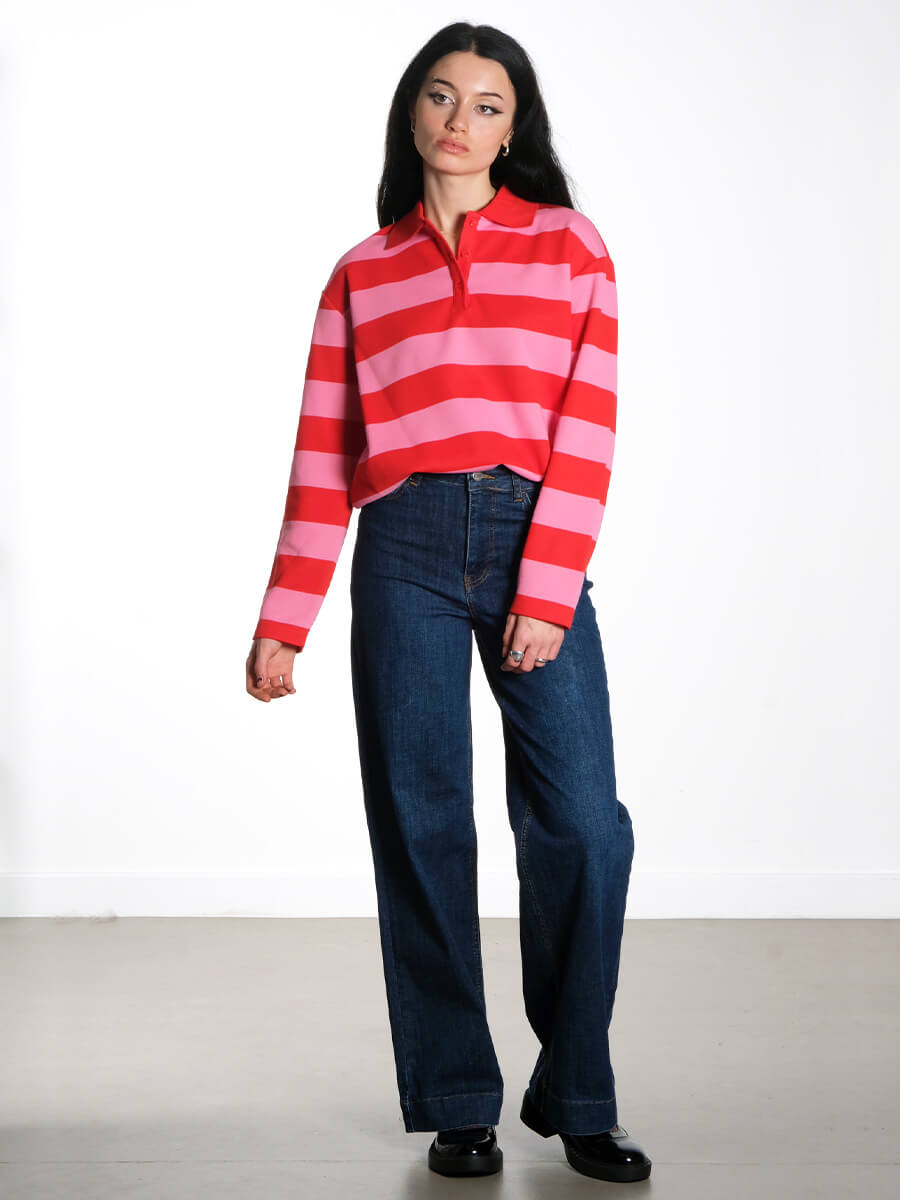 Object-OBJMillie-Striped-Polo-Flame-Scarlet