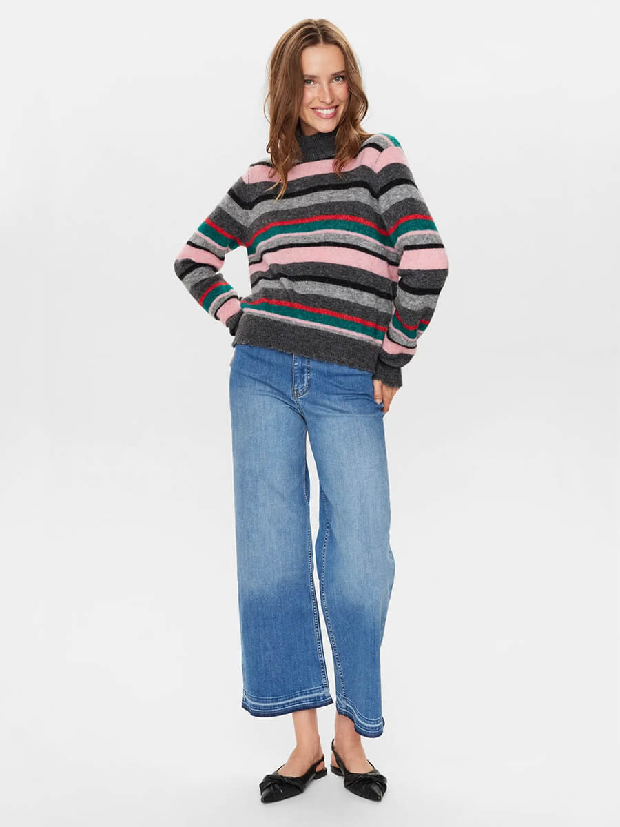 Numph-Nuriette-Stripe-Highneck-Pullover