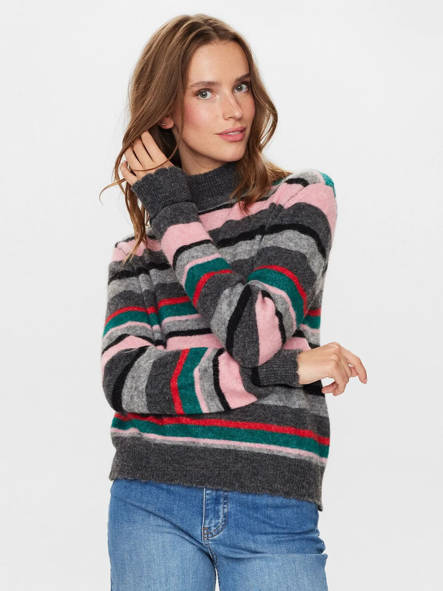 Numph-Nuriette-Stripe-Highneck-Pullover