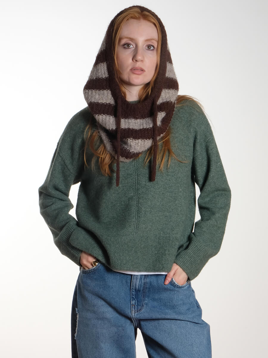 OBJECT - Milu Knitted Balaclava - Seal Brown/Humus