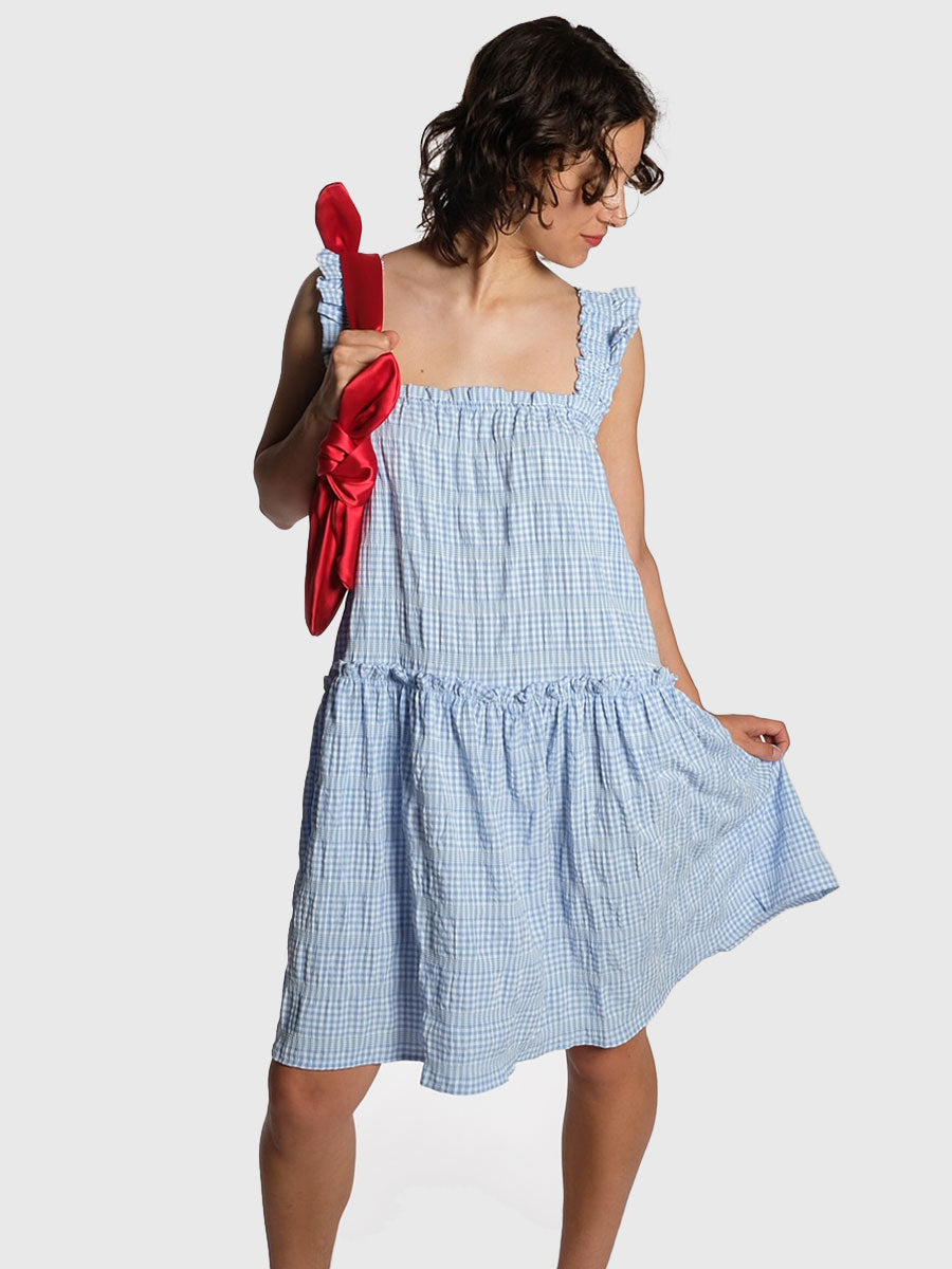 OBJECT  Azana Gingham Dress - Swedish Blue