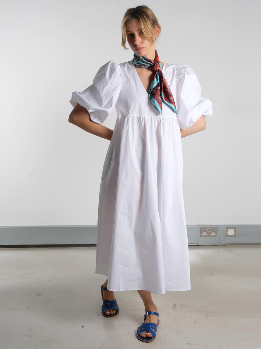 OBJECT
Paige Puff Sleeved Midi Dress - White