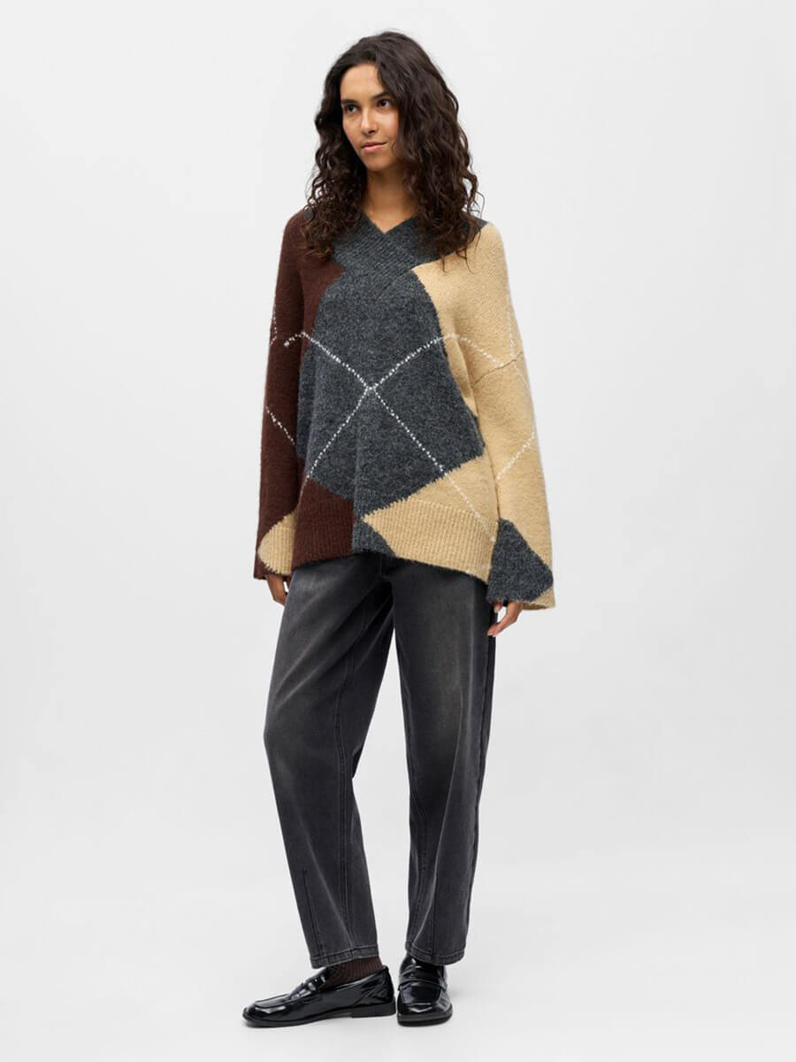 OBJECT Zena Argyle Knitted Jumper
