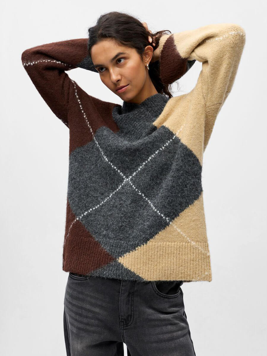 OBJECT Zena Argyle Knitted Jumper