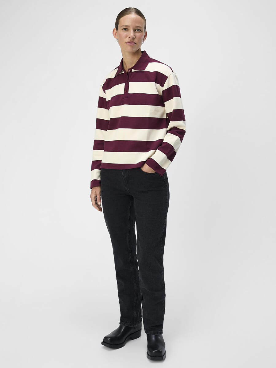 OBJMillie-Striped-Polo-Shirt-Cabernet