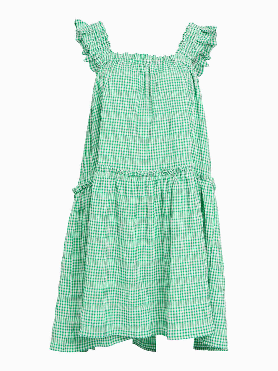Object Azana Gingham Dress - Fern Green