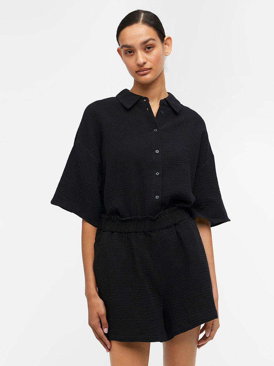 Object Carina Cotton Shirt - Black