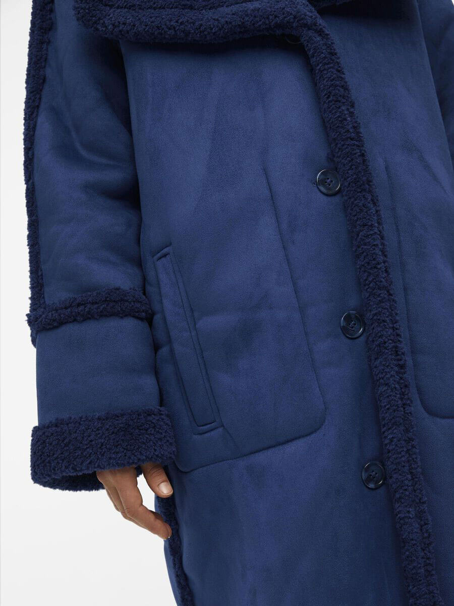 Object Khalesi Teddy-Lined Coat - Estate Blue