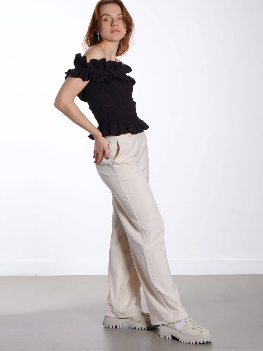 Object-Lisa-Trousers-+-Ganni-Black-Off-Shoulder-Top