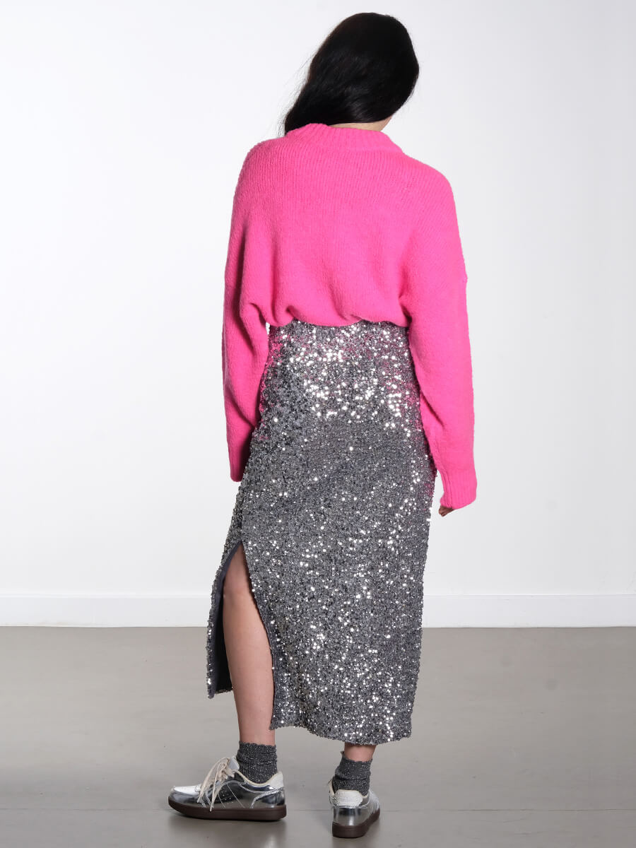 Object-OBJKinne-Sequin-Skirt-Silver