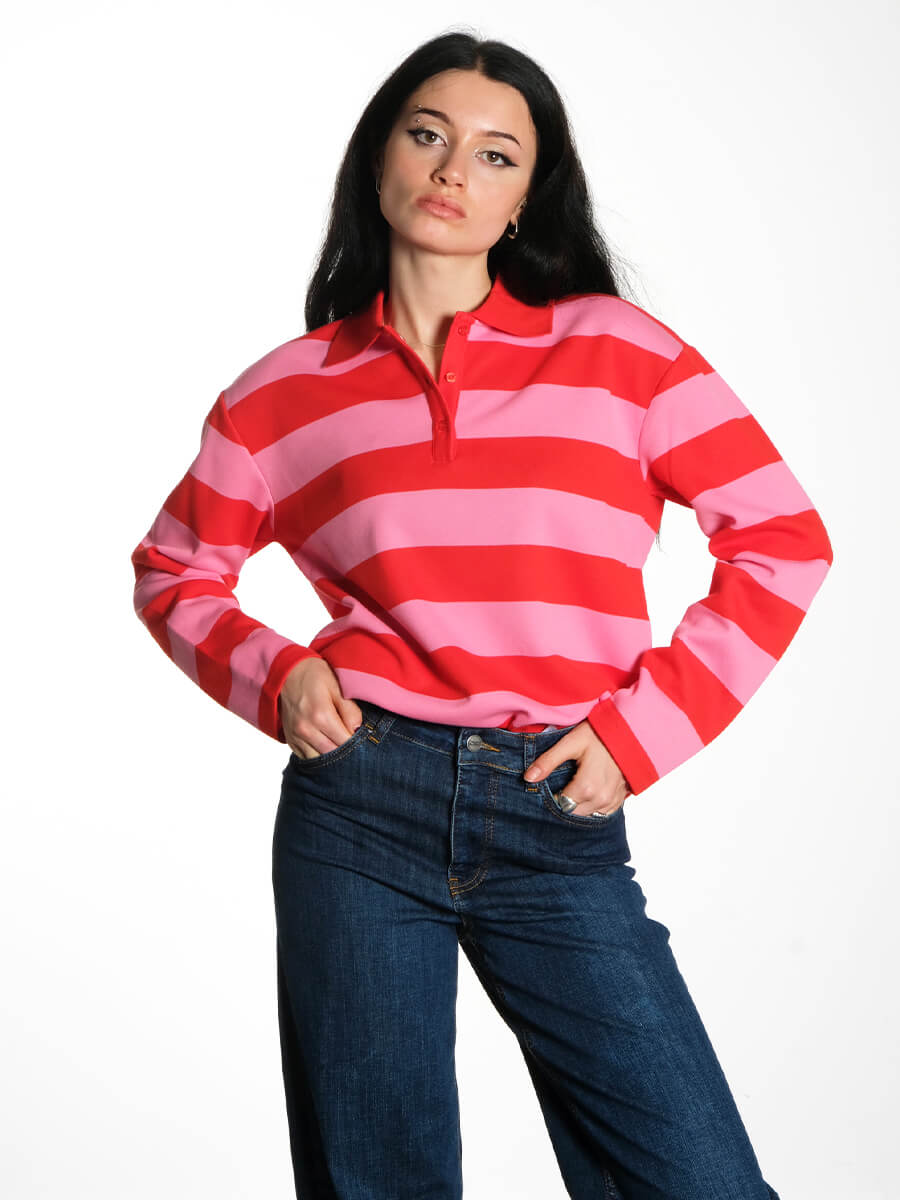 Object-OBJMillie-Striped-Polo-Flame-Scarlet