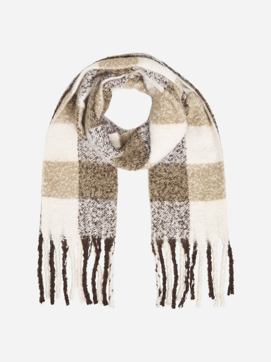 OBJMitta Check Scarf - Desert Taupe