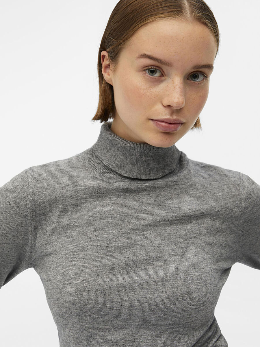 Object-OBJThess-Knitted-Pullover-Medium-Grey-Melange