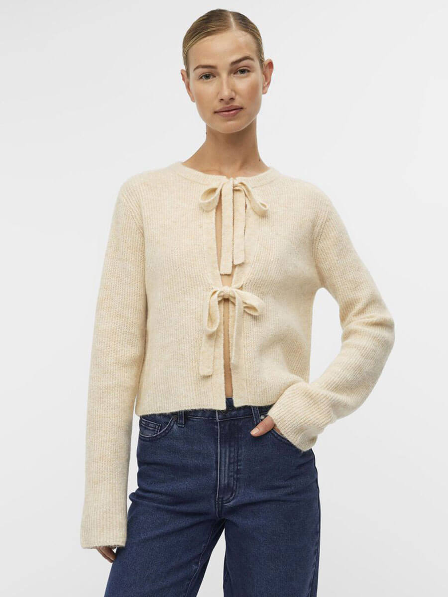 Object Parvi - Cropped Wool Blend Cardigan - Sandshell 