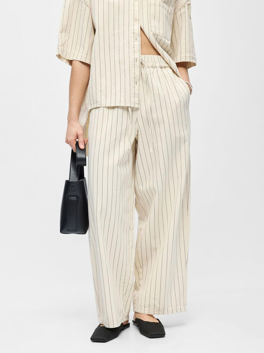 Object Cally Denim Pants - Birch/Black