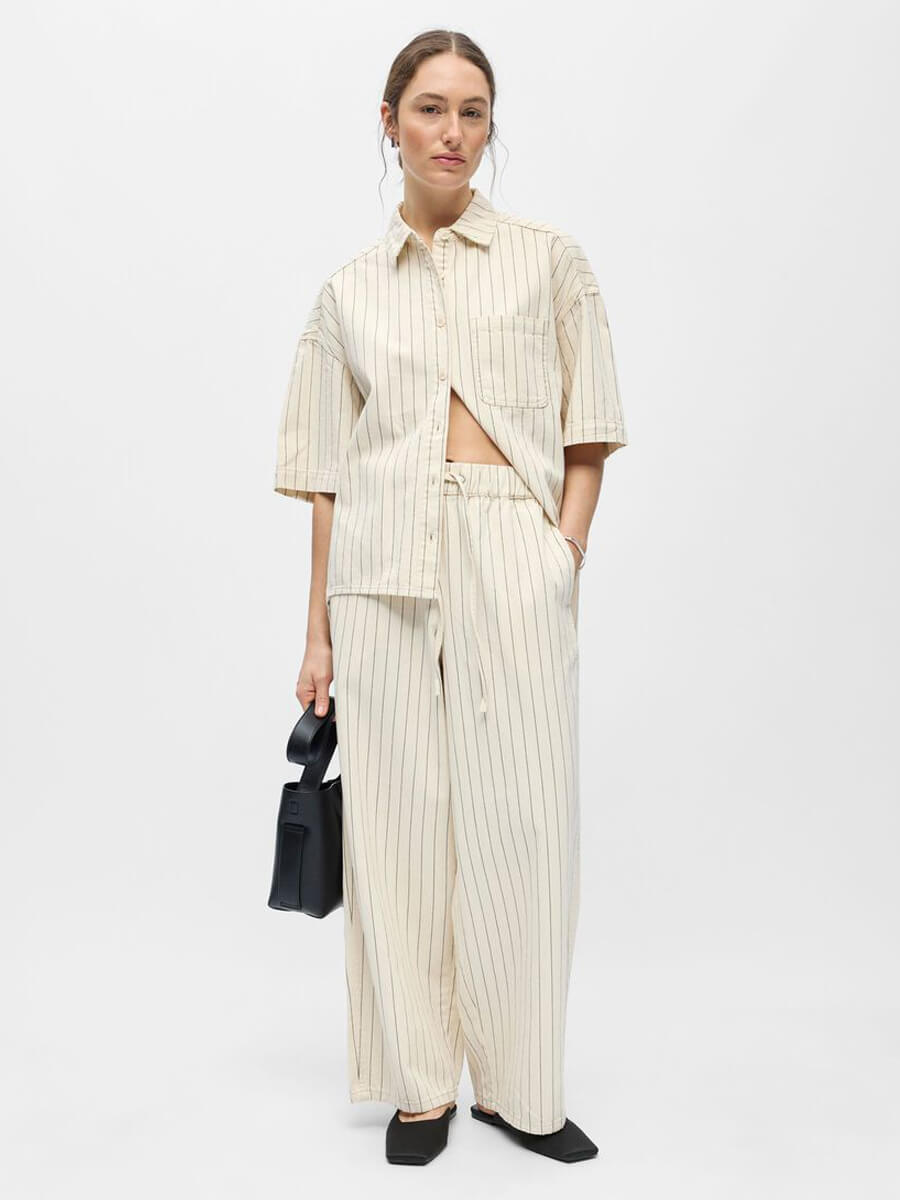 Object Cally Denim Pants - Birch/Black