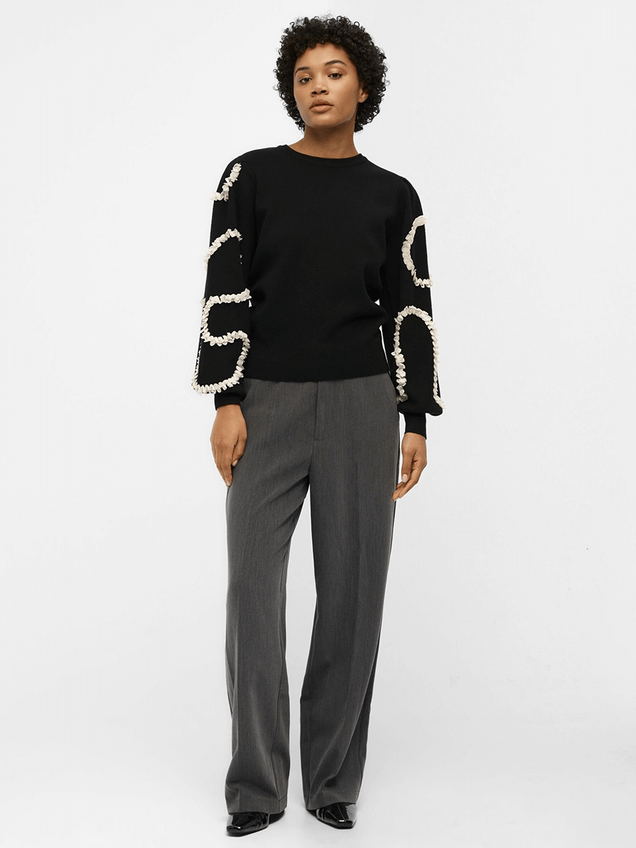 Object Didi Knitted Pullover - Black/Cream