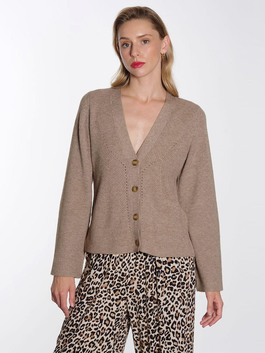 Object Ditte LS Knit Cardigan-DesertTaupe
